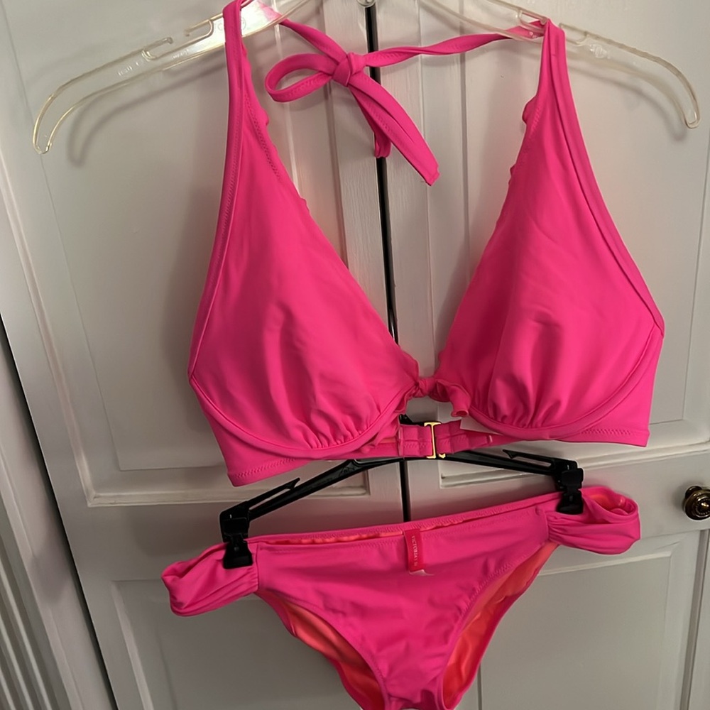 Pink bikini top and bottom